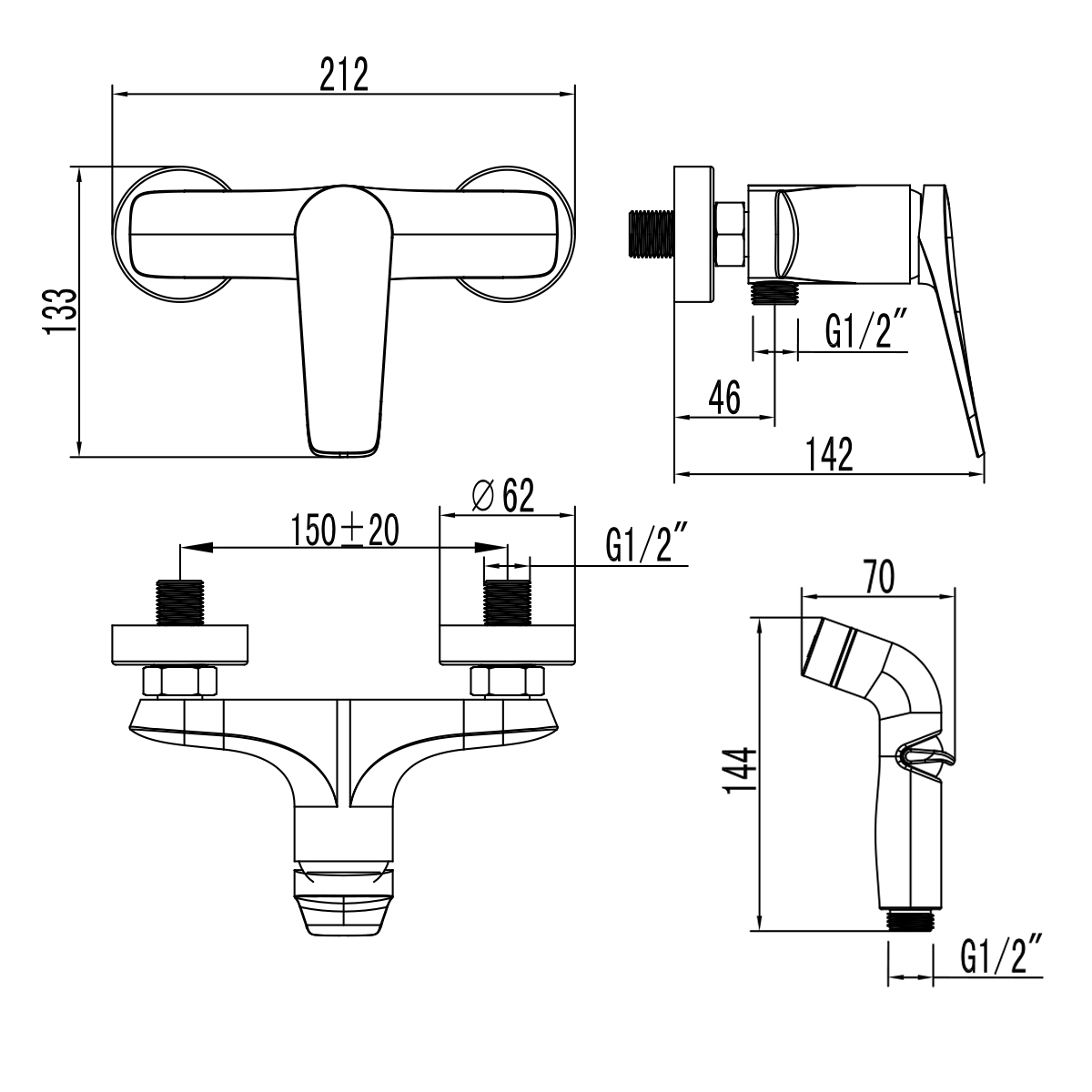 LM3718BL Bidet faucet