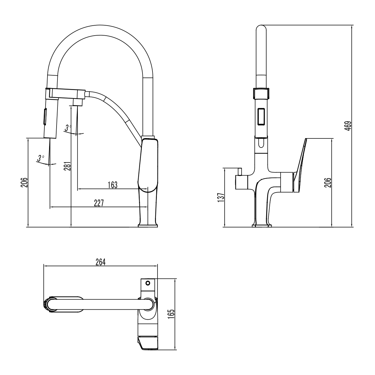 LM3761BL Kitchen faucet
with connection to drinking water supply